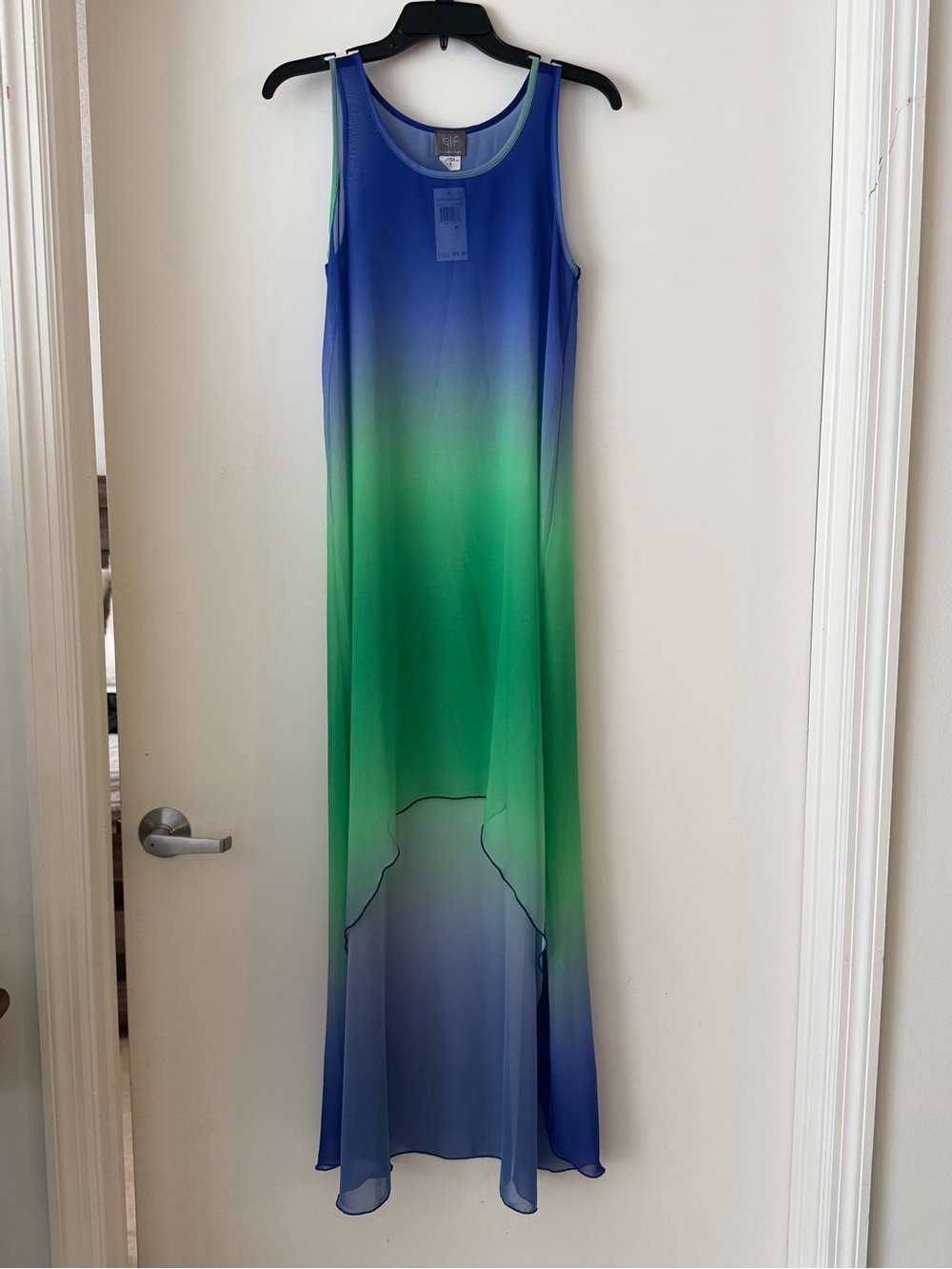 Sleeveless Ombre Blue-Green Maxi Dress